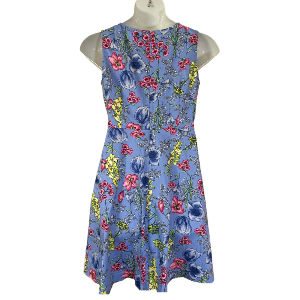 Talbots Blue with Red and Yellow Floral Sleeveless Midi Dress SKU0361 - Picture 6 of 10